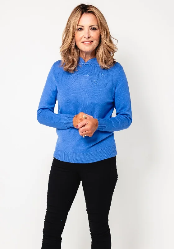 Castle Of Ireland Rhinestone Collar Neck Jumper, Blue Long Sweater Short Sweater Cropped Sweater
