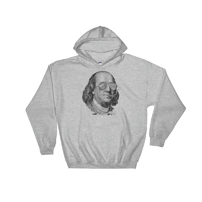 Ben Franklin Political Party Pullover Hooded Sweatshirt Hoodie with Button Placket Classic Preppy