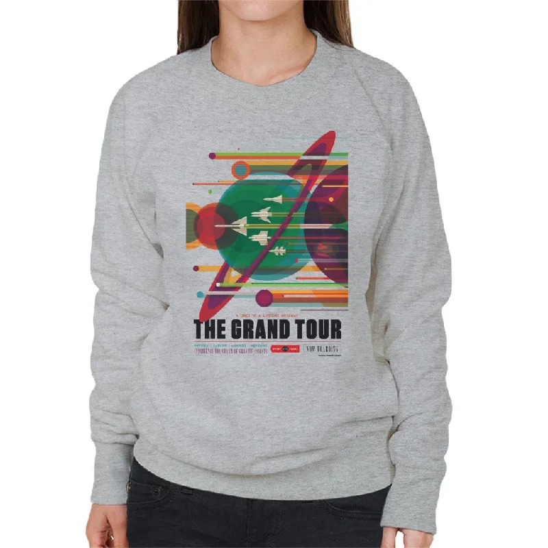 NASA The Grand Tour Interplanetary Travel Poster Women's Sweatshirt Hoodie with Hidden Zipper Minimalist Clean