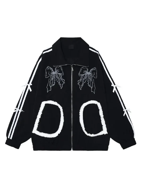 'Sweet Doll' Coquette Kawaii  Lace Ribbon Oversized Jacket Striped Jacket Polka Dot Jacket Floral Jacket