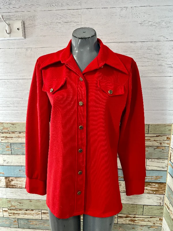 70’s Red Leisure Shirt Jacket By Jc Penney Insulated Jacket Fitted Jacket Loose Jacket