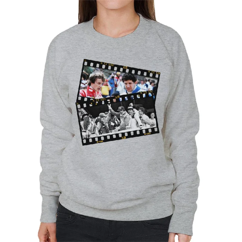 Motorsport Images Gilles Villeneuve & Jody Scheckter Photo Reel Women's Sweatshirt Hoodie with Embroidery Detailed Premium