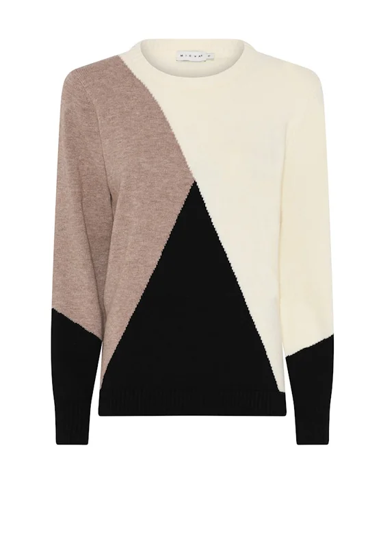 Micha Colour Block Cosy Knit Jumper, Neutral Rayon Fabric Velvet Fabric Corduroy Fabric