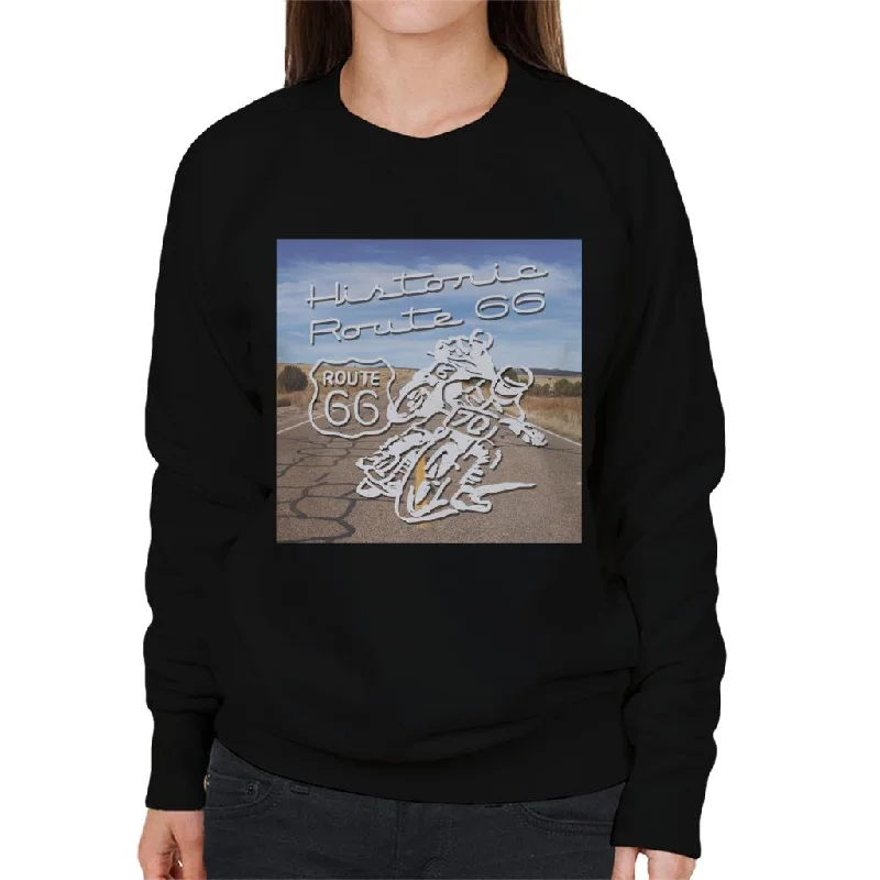 Route 66 Historic Motorcycles Women's Sweatshirt Hoodie with Relaxed Fit Easy Casual