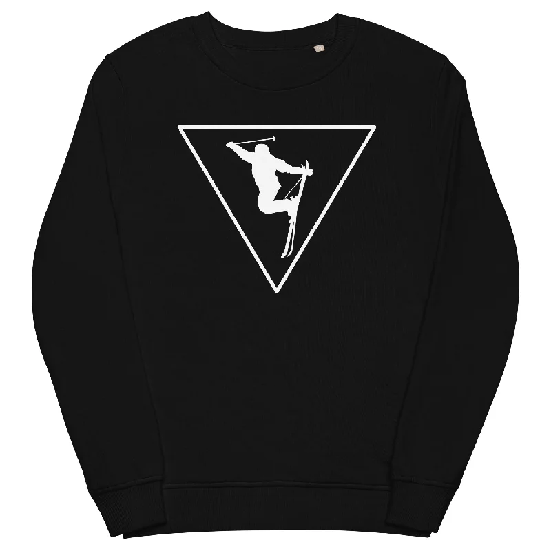 Dreieck und Skifahren - Unisex Premium Organic Sweatshirt Hoodie with Button Classic Timeless