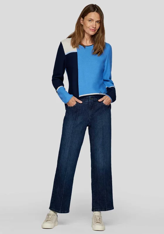 Rabe Colour Block Jumper, Blue Lightweight Heavyweight Midweight