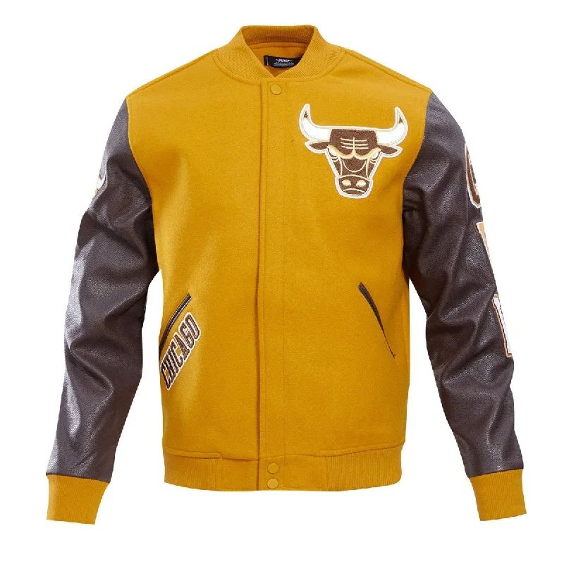 NBA CHICAGO BULLS CLASSIC WOOL MEN'S VARSITY JACKET (BROWN) Plaid Jacket Tartan Jacket Houndstooth Jacket