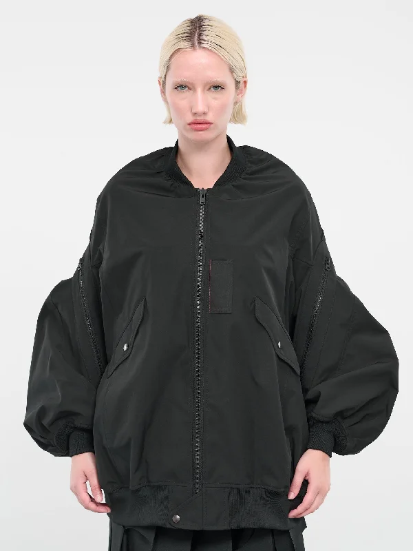 Puffy Bomber Jacket (JM-J033-051-BLACK) Print Jacket Jacquard Jacket Embroidered Jacket