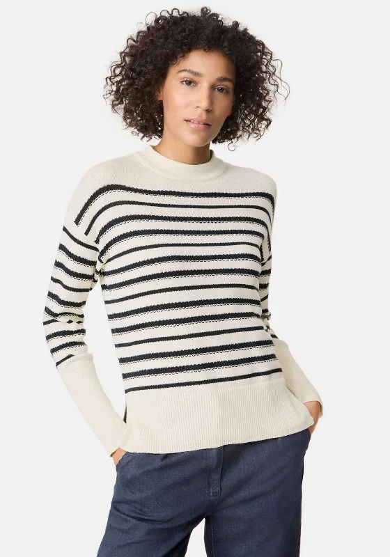 Gerry Weber Striped Jumper, Beige and Black Anti-Pilling Anti-Shrink Durable