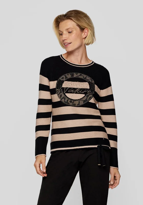 Rabe Striped Rhinestone Embellished Jumper, Black Velvet Chenille Corduroy