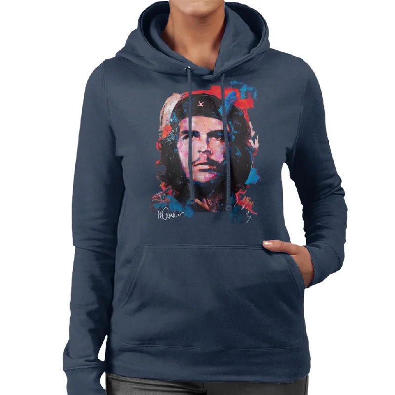 Sidney Maurer Original Portrait Of Che Guevara Women's Hooded Sweatshirt Hoodie with Tied Waist Feminine Flattering