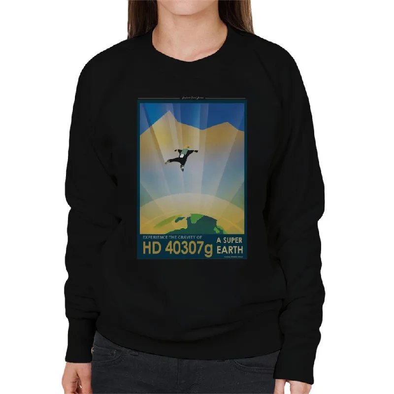 NASA HD 40307g A Super Earth Interplanetary Travel Poster Women's Sweatshirt Hoodie with V-Neck Classic Versatile