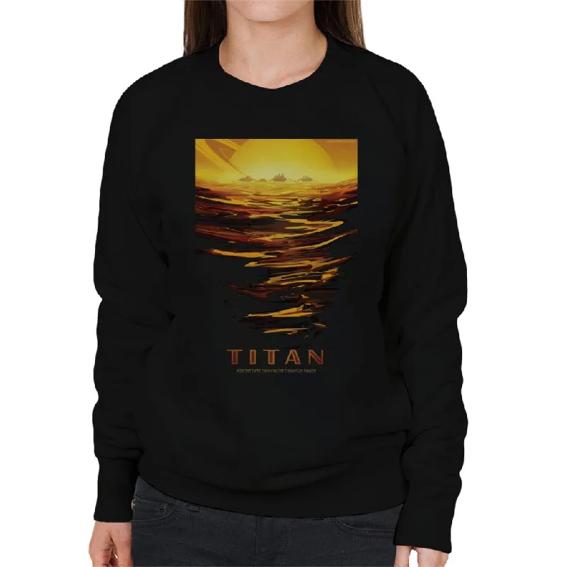 NASA Titan Interplanetary Travel Poster Women's Sweatshirt Hoodie with Lace Feminine Delicate