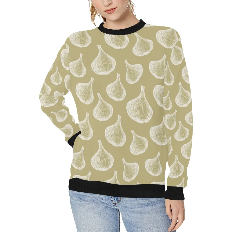 Garlic design pattern Women's Crew Neck Sweatshirt Hoodie with Reflective Safety Nightwear