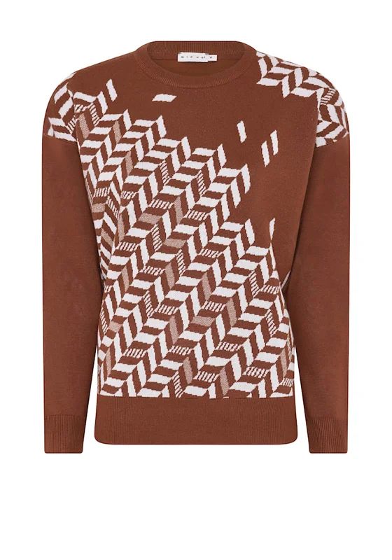 Micha Metallic Geometric Print Jumper, Brown Cotton Fabric Linen Fabric Terry Fabric