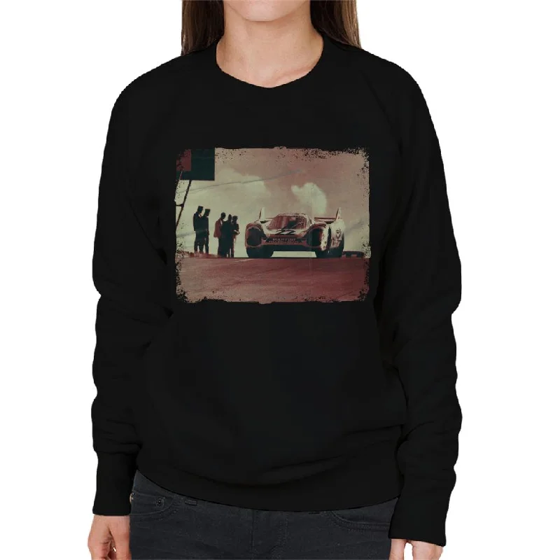 Motorsport Images Helmut Marko Le Mans 1971 Porsche 917k Women's Sweatshirt Hoodie with Front Slit Layering Stylish