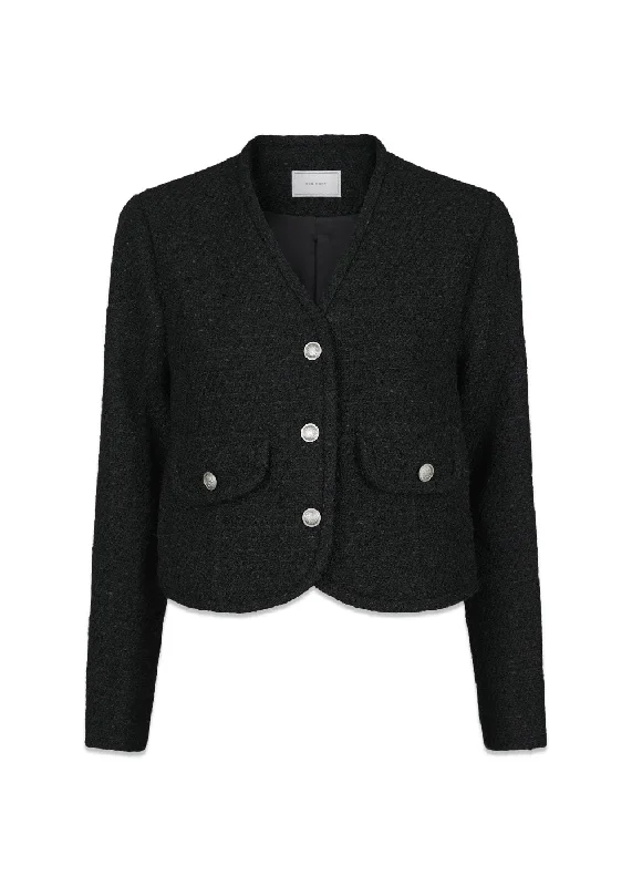 Manua Boucle Jacket - Black Lace Jacket Ribbed Jacket Sequined Jacket