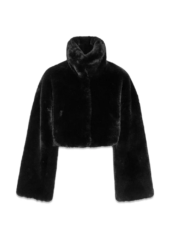 Faux Fur Crop Jacket - Black Mesh Jacket Canvas Jacket Denim Jacket