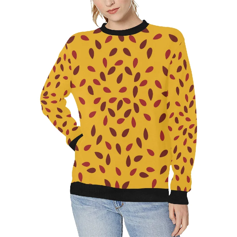 Passion fruit texture Women's Crew Neck Sweatshirt Hoodie with Elastic Cuffs Stretchable Comfortable