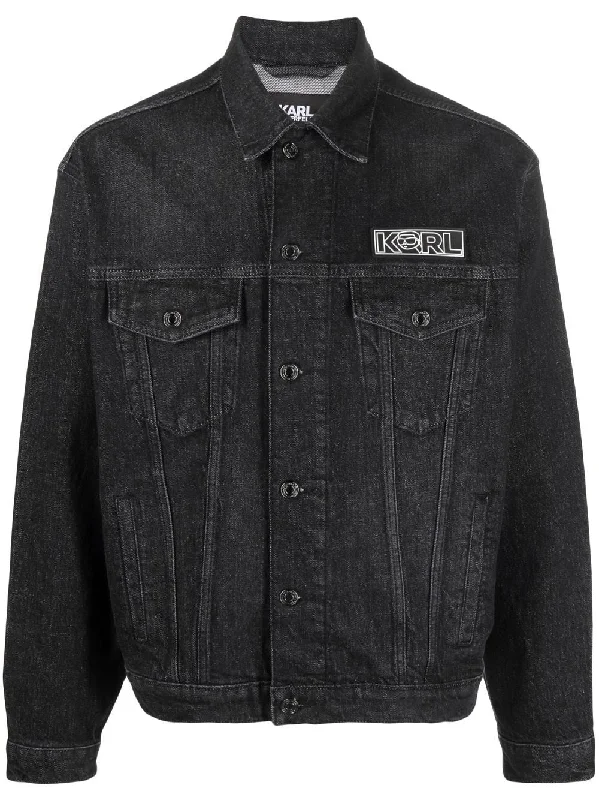 Karl Lagerfeld 230M1400 Ikonik 2.0 Denim Jacket Black Rayon Jacket Velvet Jacket Corduroy Jacket