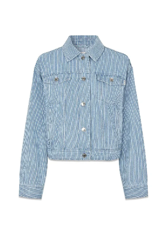 IsoldeMD jacket - Soft Blue Stripe Zippered Jacket Buttoned Jacket Snapped Jacket