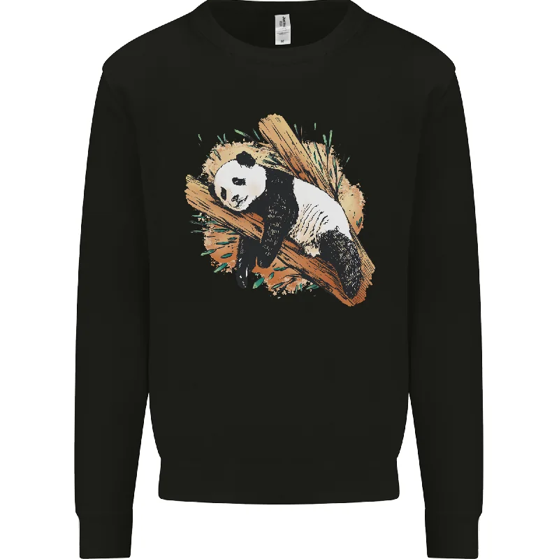 A Sleeping Panda Bear Ecology Animals Mens Sweatshirt Jumper Hoodie with Snap Buttons Easy Quick