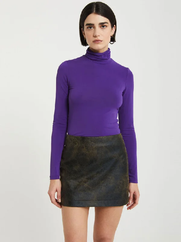Ottod'Ame Turtleneck Jumper Purple Beaded Sweater Sequined Faux Fur