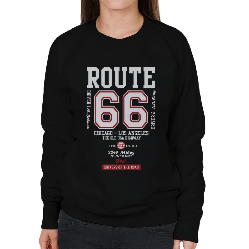 Route 66 The Old USA Highway Women's Sweatshirt Hoodie with Monochrome Minimalist Simple
