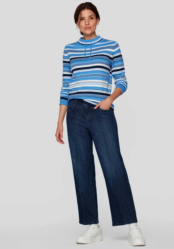 Rabe Striped High Neck Jumper, Blue Plaid Sweater Polka Dot Checkered