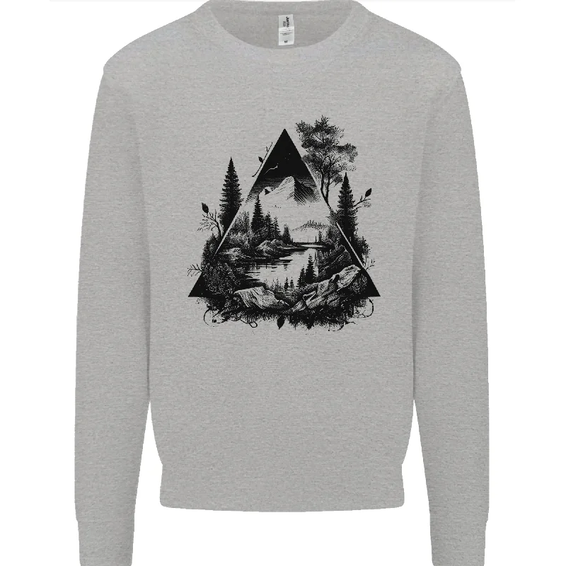 Abstract Outdoors Camping Bushcraft Hiking Trekking Mens Sweatshirt Jumper Hoodie with Set-In Sleeves Structured Classic