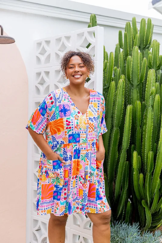 Disco Linen Blend Dress in Summer Vacation