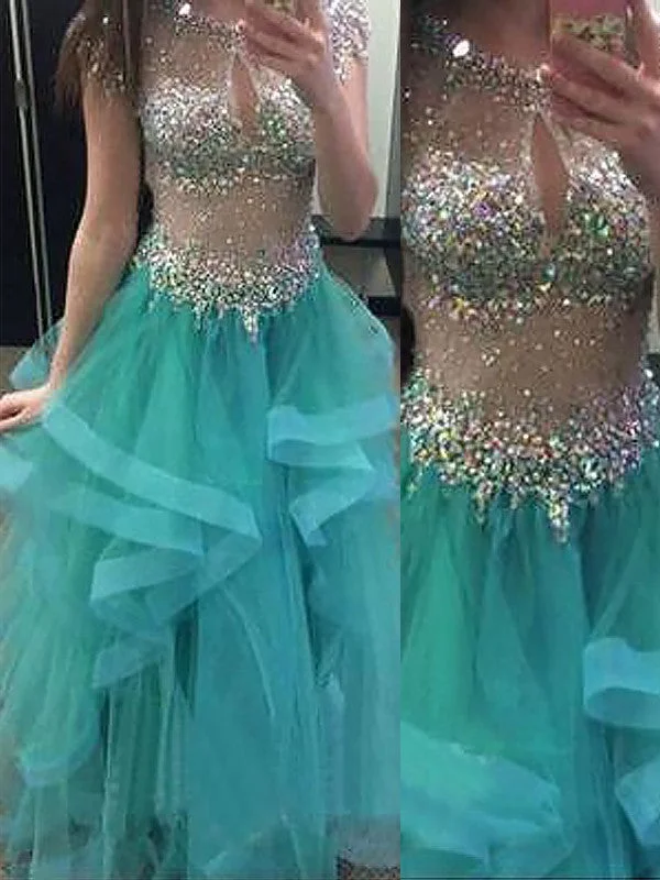 Ball Gown Sleeveless Jewel Beading Floor-Length Organza Dresses TPP0002238