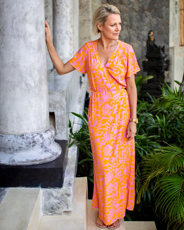 Sloane Dress - Pink/Orange Abstract