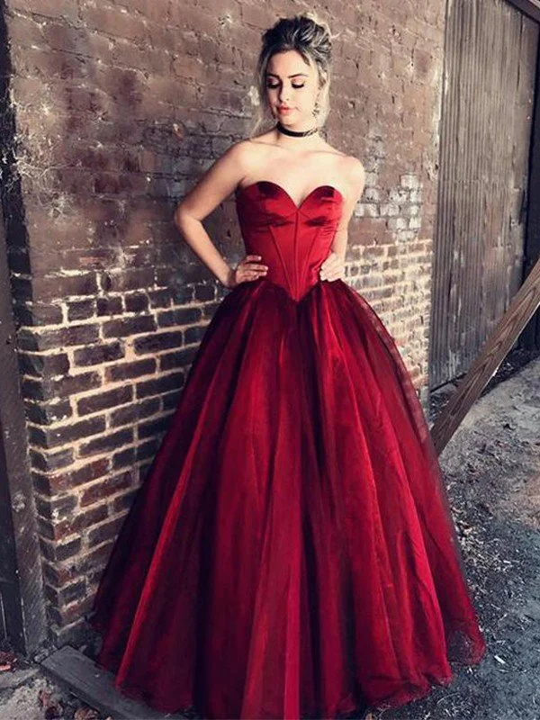 Ball Gown Sweetheart Sleeveless Floor-Length With Ruffles Tulle Dresses TPP0002148