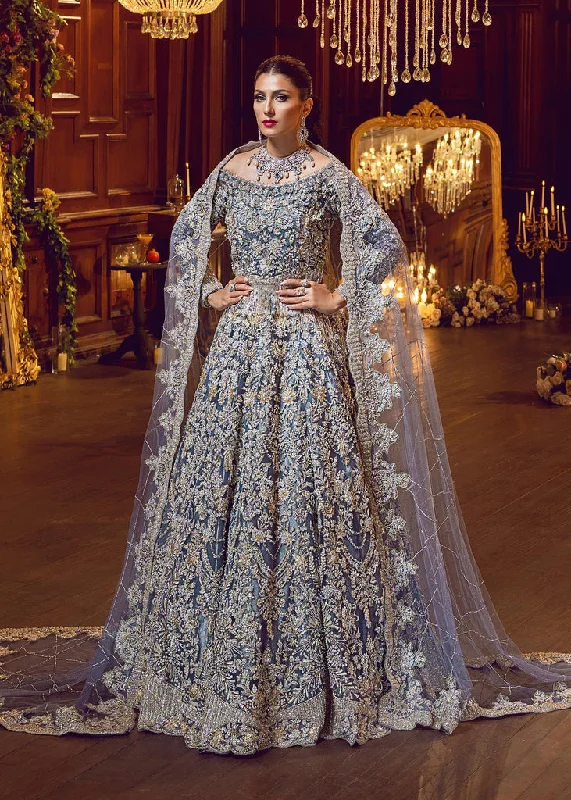 Traditional Blue Pishwas Lehenga Pakistani Bridal Dresses