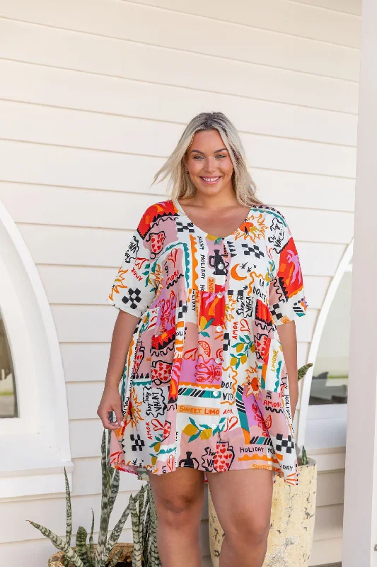 Disco Linen Blend Dress in La Dolce Vita