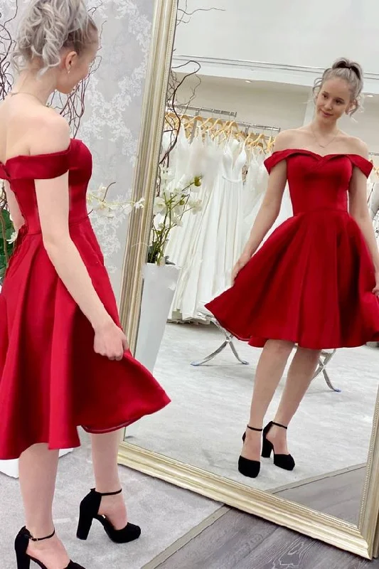 Red Off the Shoulder Short Homecoming Dress c3054