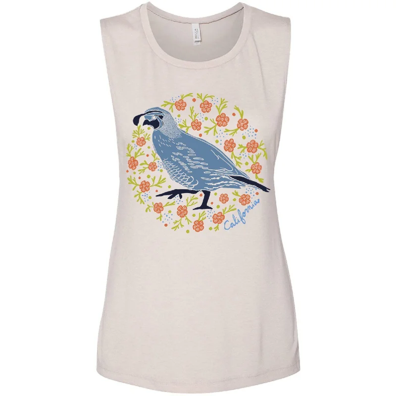 California Poppy Quail Muscle Tank fitted tank top