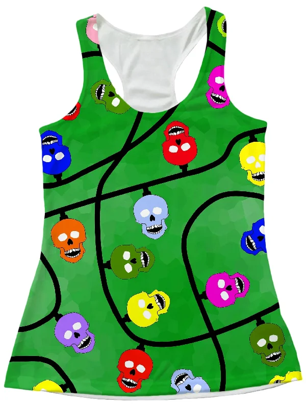Christmas Skulls Green Women's Tank beige tank top