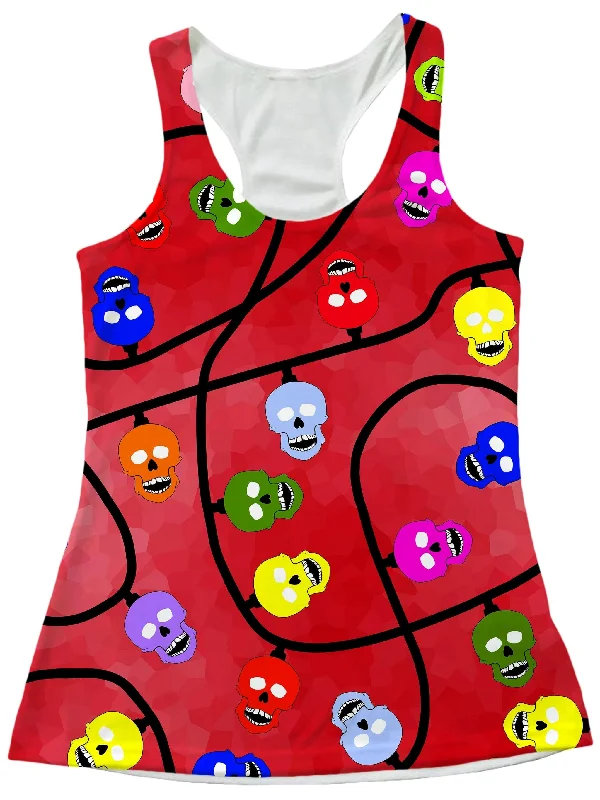 Christmas Skulls Red Women's Tank silver tank top