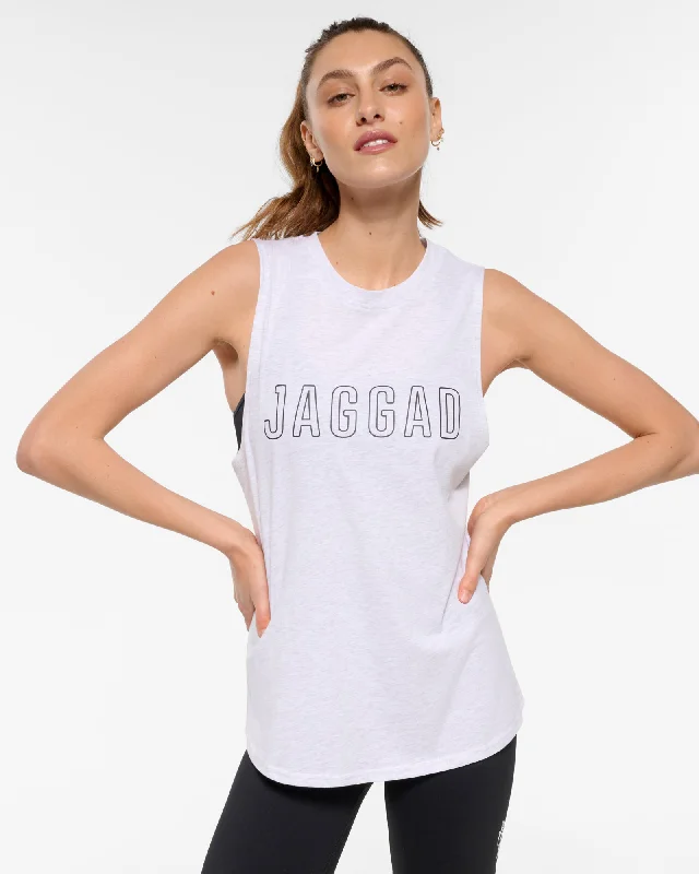 CLASSIC KEYLINE PIMA TANK WHITE MARLE metallic tank top
