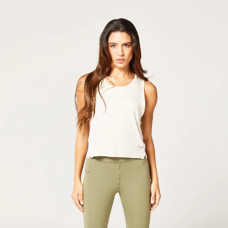 Code Mesh Back Tank - Light Cobblestone flexible tank top
