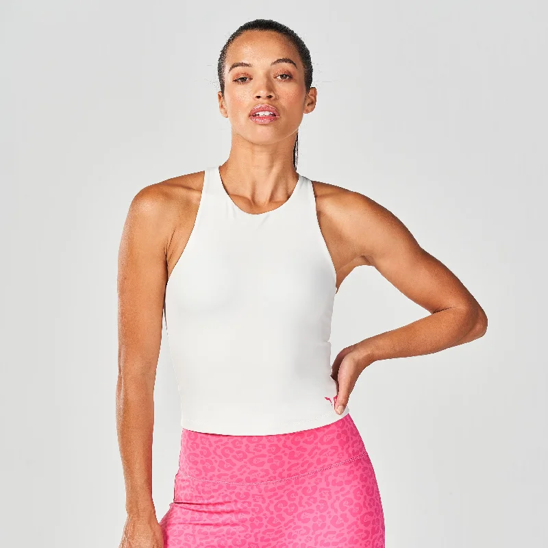 Core Muscle Back Tank - Pearl White silver tank top