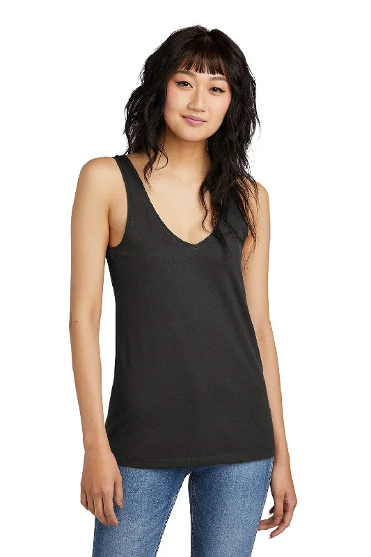 District Womens Perfect Blend CVC V-Neck Tank Top - Black - New grey tank top