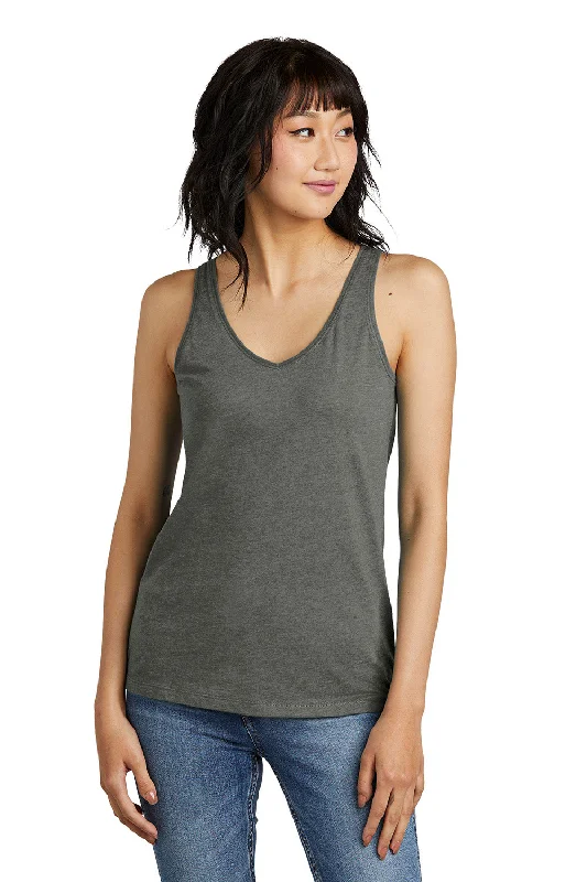 District Womens Perfect Blend CVC V-Neck Tank Top - Heather Charcoal Grey - New neon tank top