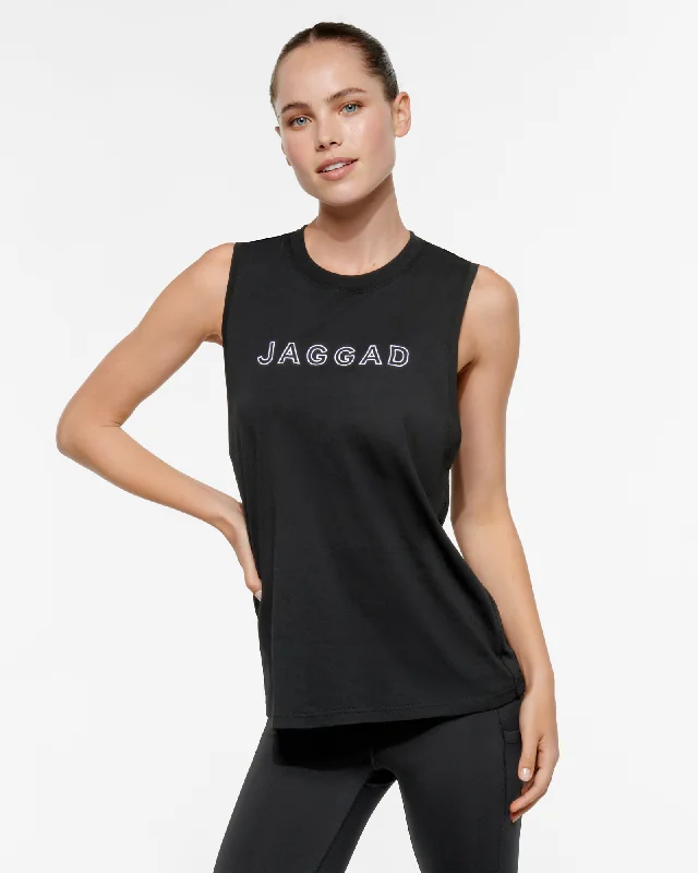 ELEMENT TWIST-BACK PIMA TANK BLACK scoop neck tank