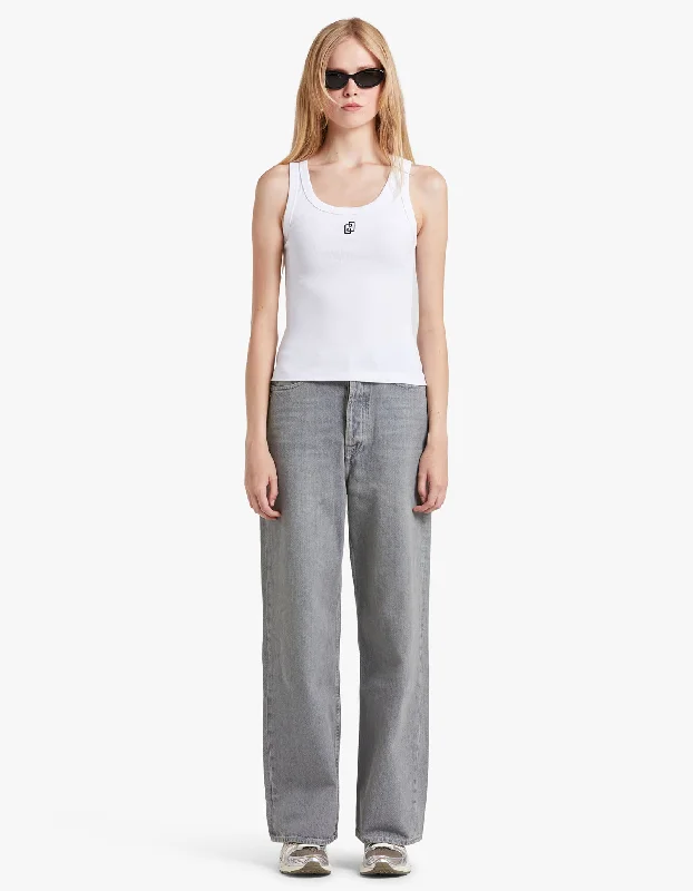 Kendall Monogram Tank - White casual tank top