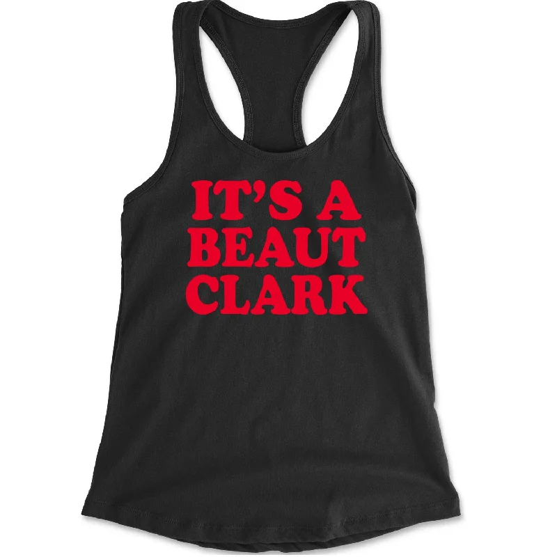 It's a Beaut Clark Festive Christmas Racerback Tank Top for Women spandex blend tank