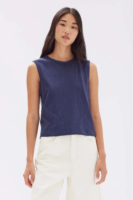 Kiana Linen Tank floral tank top