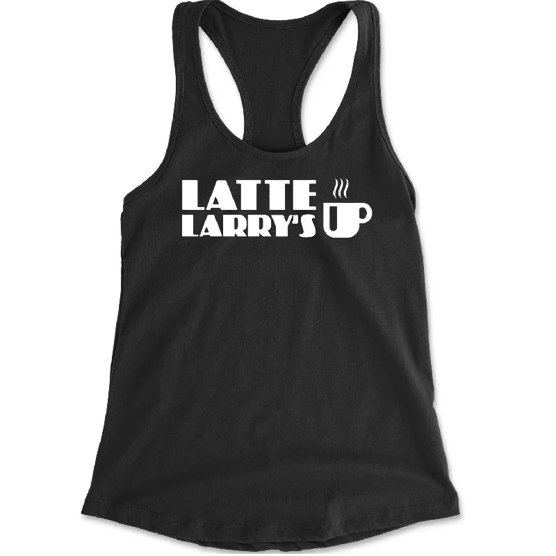 Latte Larry's Enthusiastic Coffee Racerback Tank Top for Women grey tank top